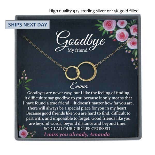 farewell gifts for friend: goodbye necklace