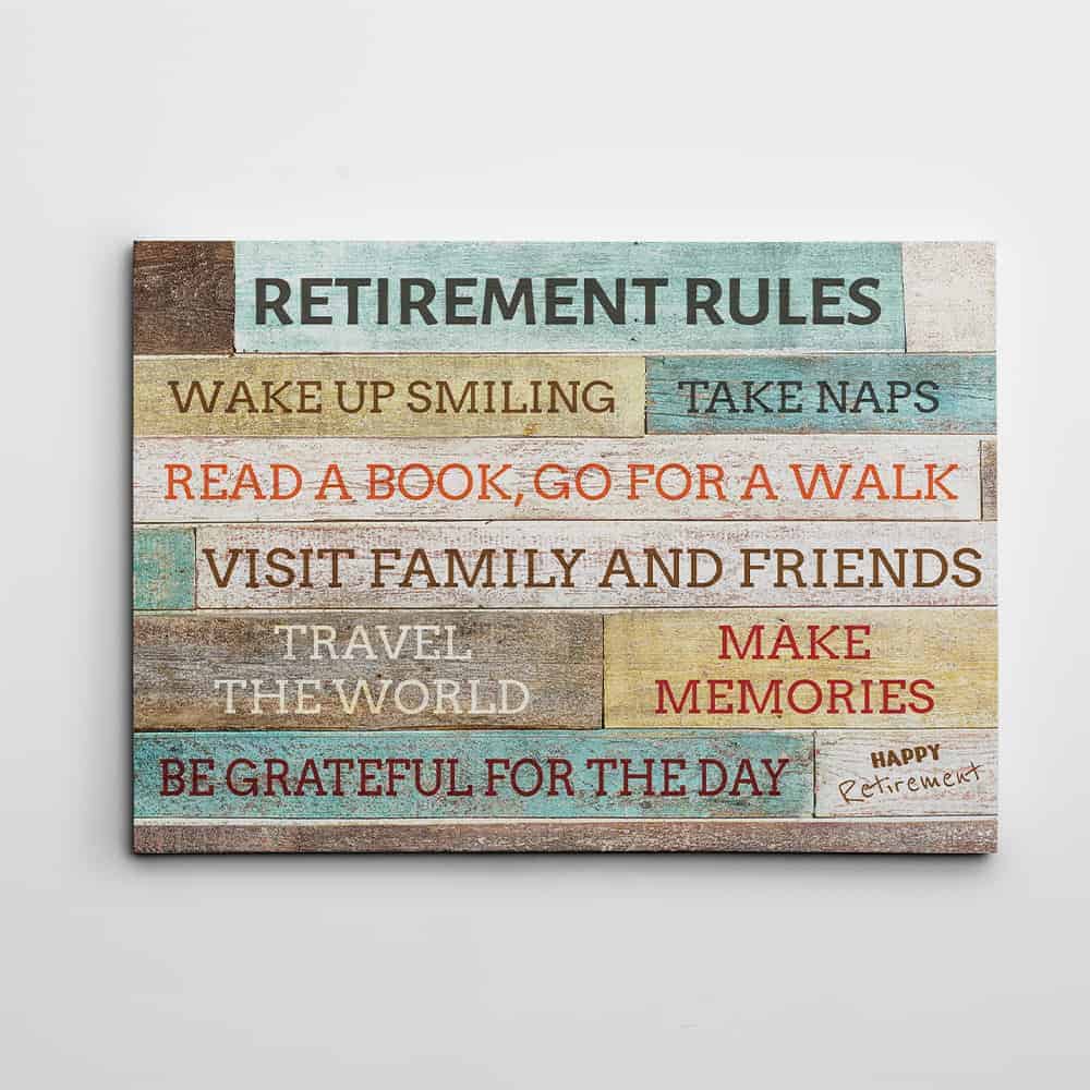 Retirement Rules Canvas Print presents for boyfriends mom