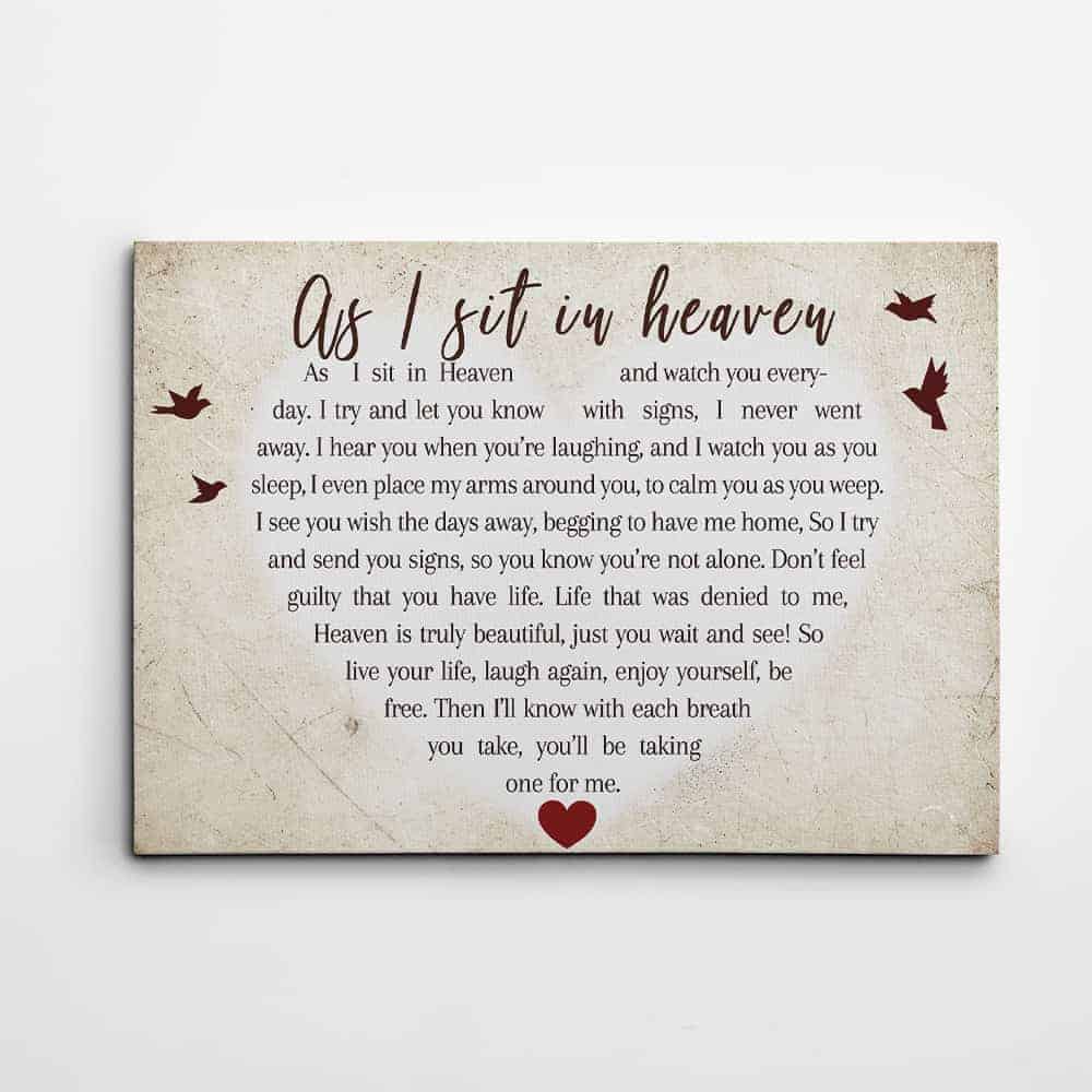 sentimental canvas to granddaughters from grandparents: As I Sit in Heaven Canvas