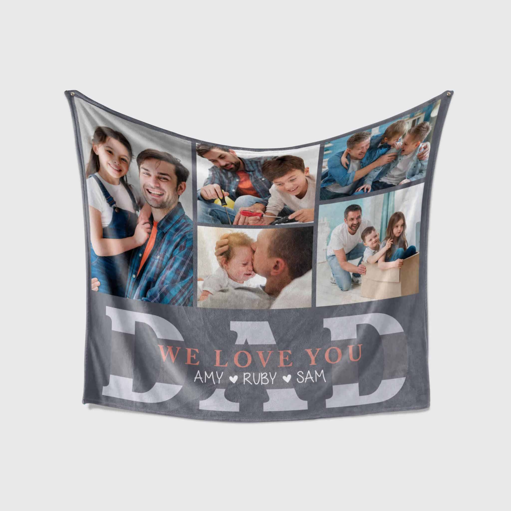 Photo Collage and Name Blanket_ father's day gifts for brother