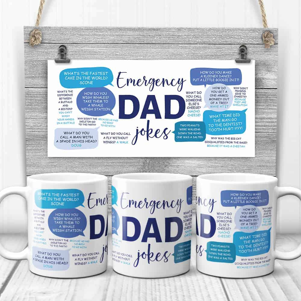 funny Father's Day gift: Emergency Dad Jokes Mug