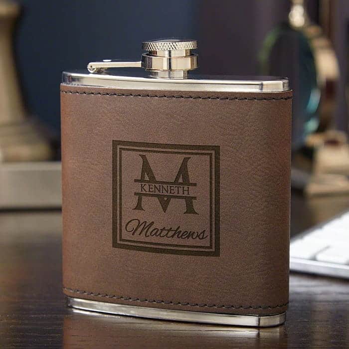 Leatherette Wrapped Fitzgerald Liquor Flask fathers day from son