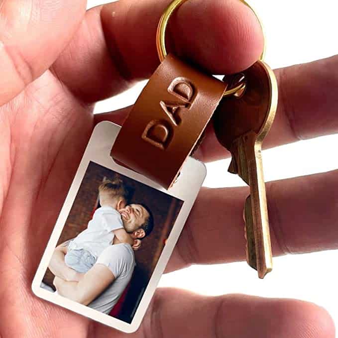 Personalized Dad Photo Leather Key
