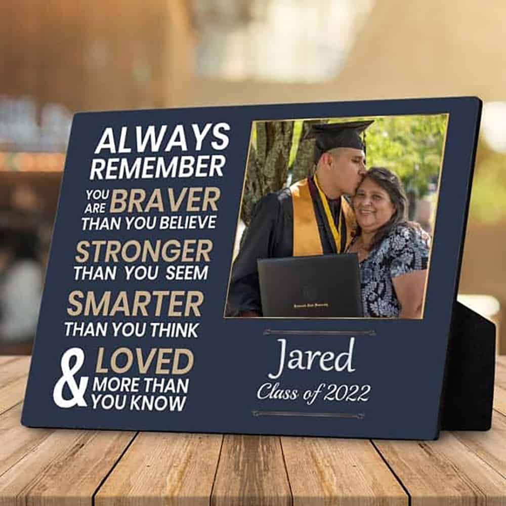 Sentimental Graduation Keepsake for Him: Personalized Desktop Photo Plaque