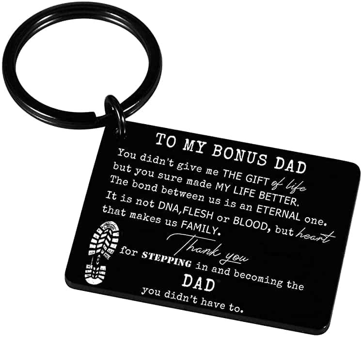 To My Bonus Dad Keychain