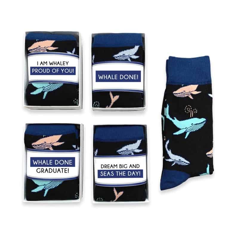 inexpensive graduation gift ideas for men: Whale Done Graduate Socks