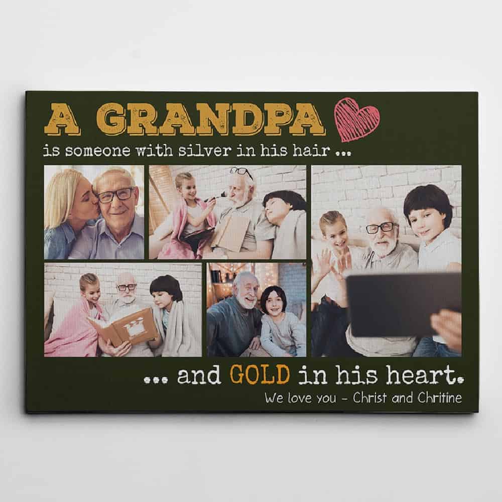 Grandpa Custom Photo Canvas Print