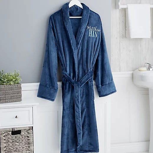 Embroidered Luxury Fleece Robe father's day gifts papa 