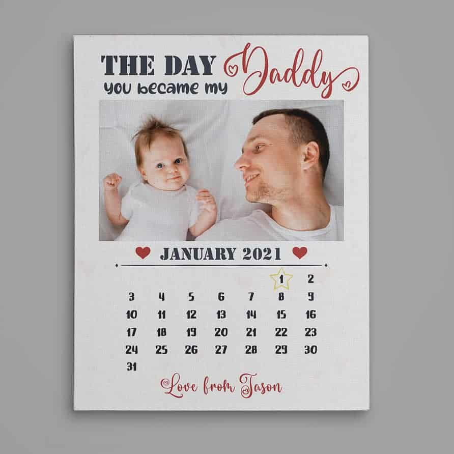 personalized calendar canvas print as a first father's day gift