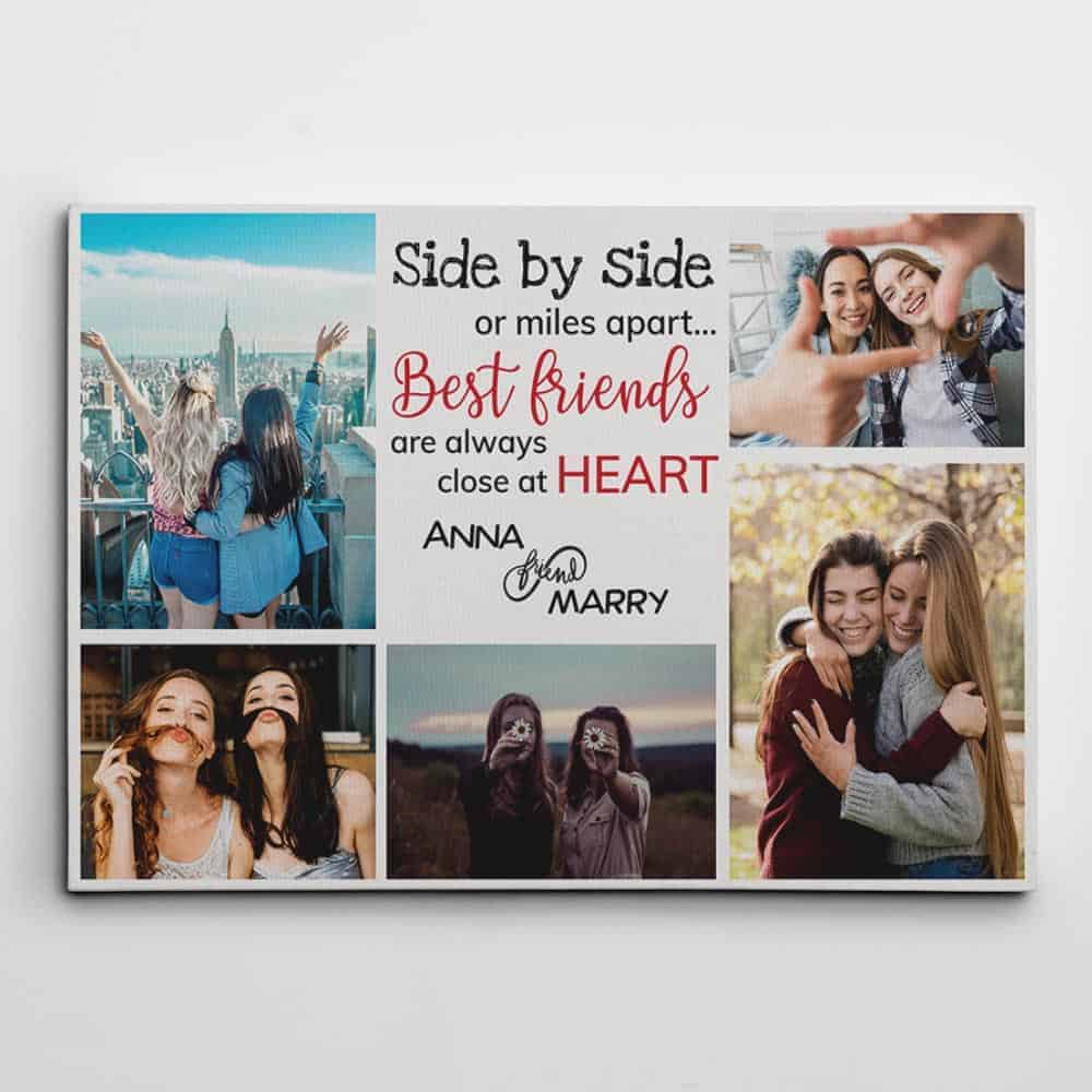 15. Side By Side Or Miles Apart Photo Collage Canvas Print