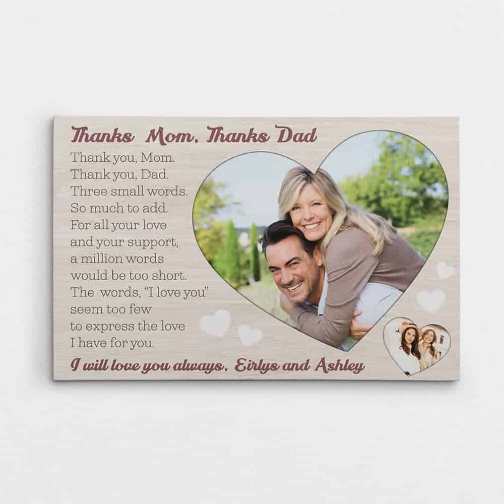 Thanks Mom, Thanks Dad Custom Canvas Print gifts for elderly parents