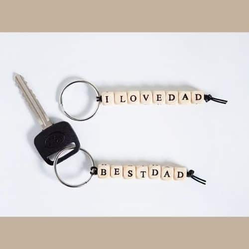 fathers day crafts for kids: alphabet beads keychain
