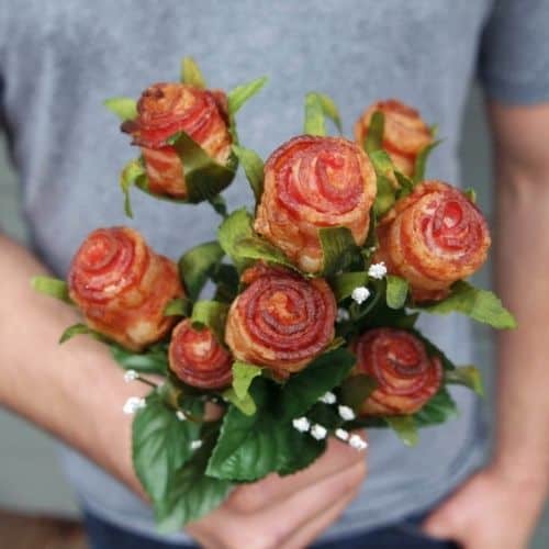 last minute father's day gifts diy: bacon roses
