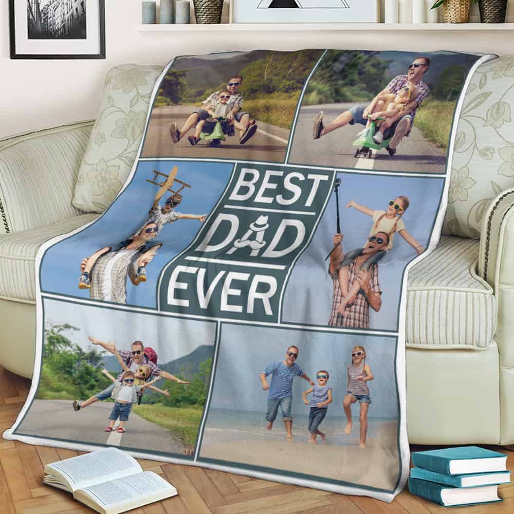 customized father's day gifts: Best Dad Ever Custom Photo Blanket