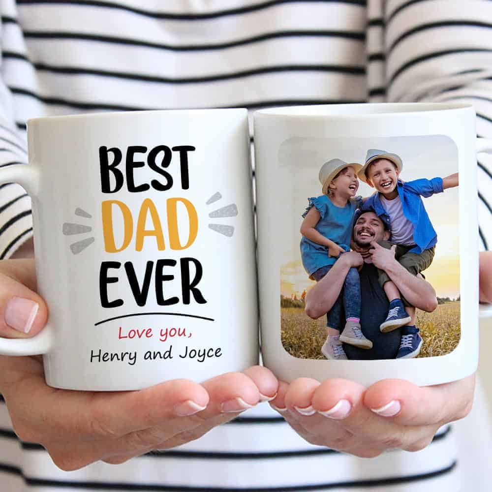 fathers day photo gifts: Best Dad Ever Custom Photo Mug