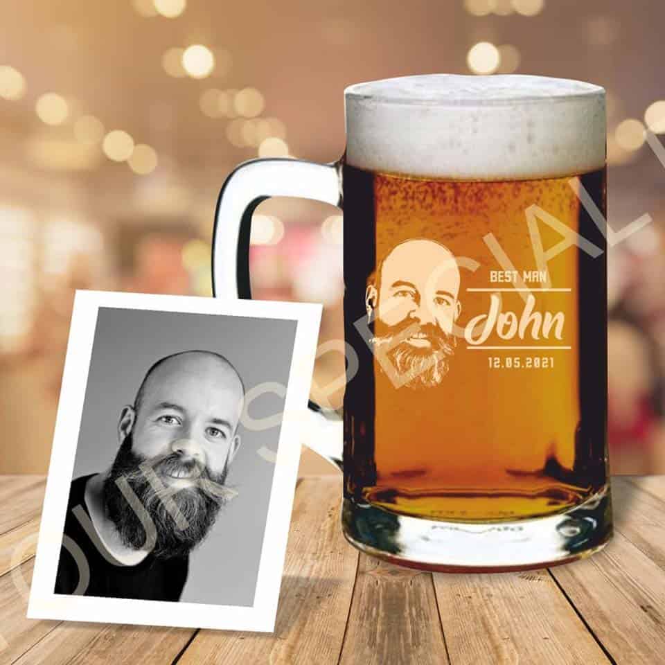 Personalized Beer Mug Glass - Father's Day Gift for Groomsmen