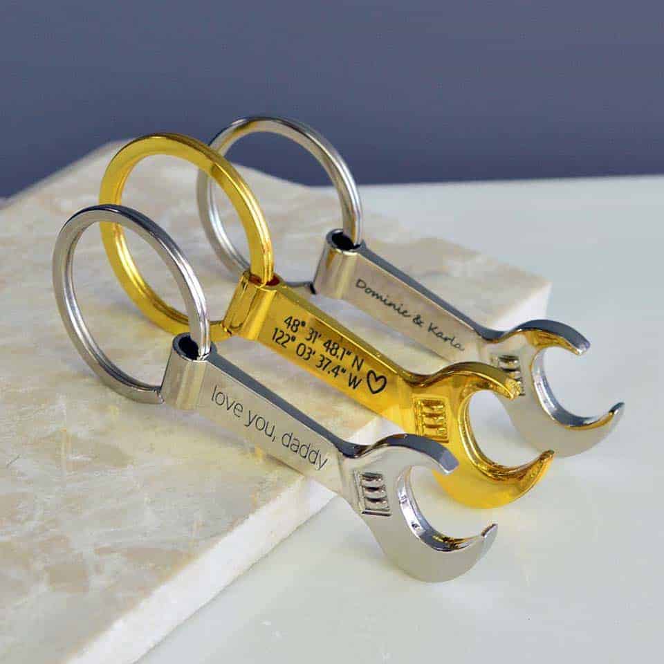 engraved father's day gifts: Engraved Wrench Keychain