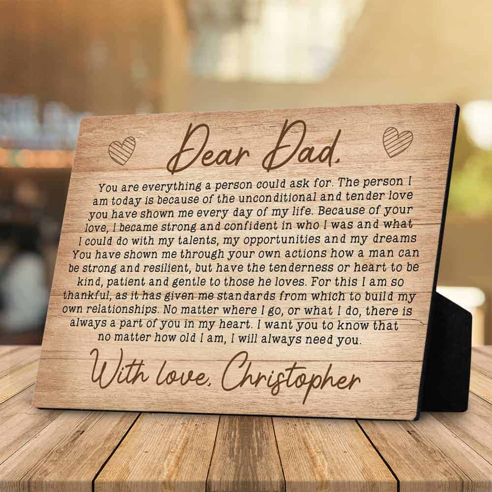 personalized father's day gifts: Letter to Dad Desktop Plaque 