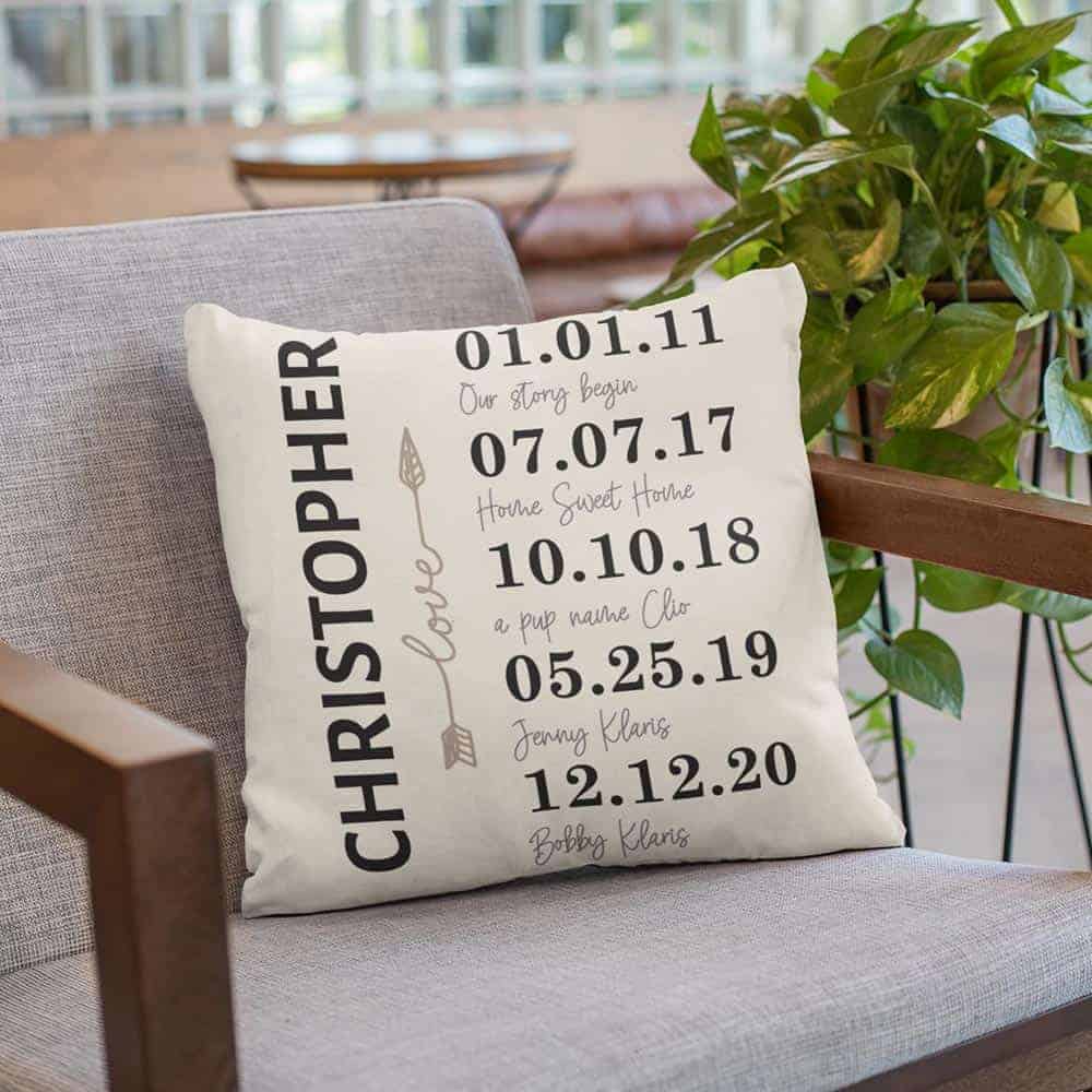 Family Milestones Personalized Pillow best gifts for women over 70