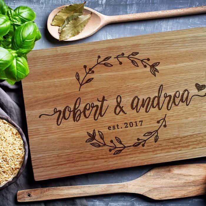 inexpensive anniversary present for parents: Personalized Cutting Board