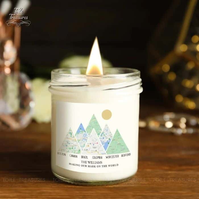 Small Wedding Anniversary Gift For Parents: Travel Map Candle