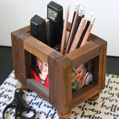 DIY Father's Day gift: Wooden Photo Desk Organizer