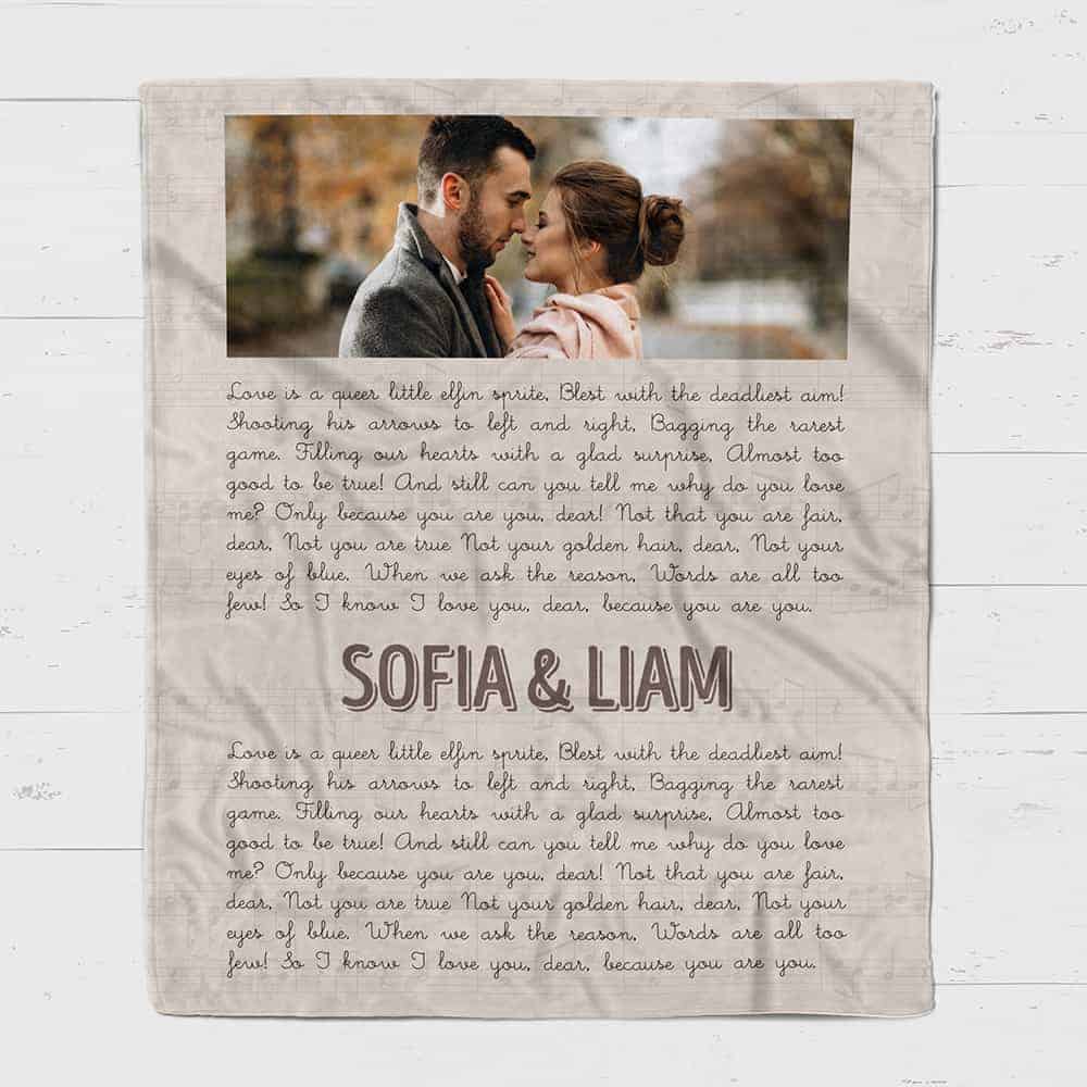 wedding gifts for sister: Custom Song Lyrics on Blanket with Photo