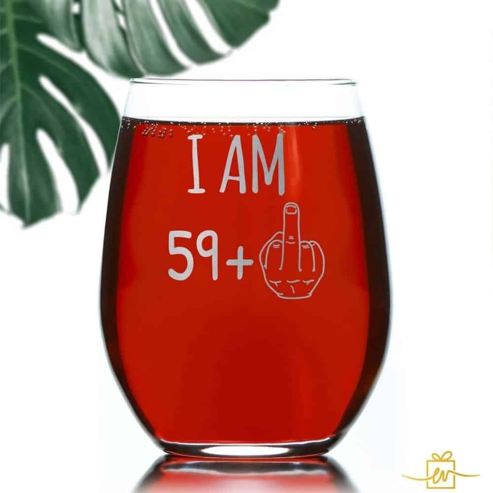 gag gifts for women's 60th birthday: Funny 60th Birthday Wine Glass