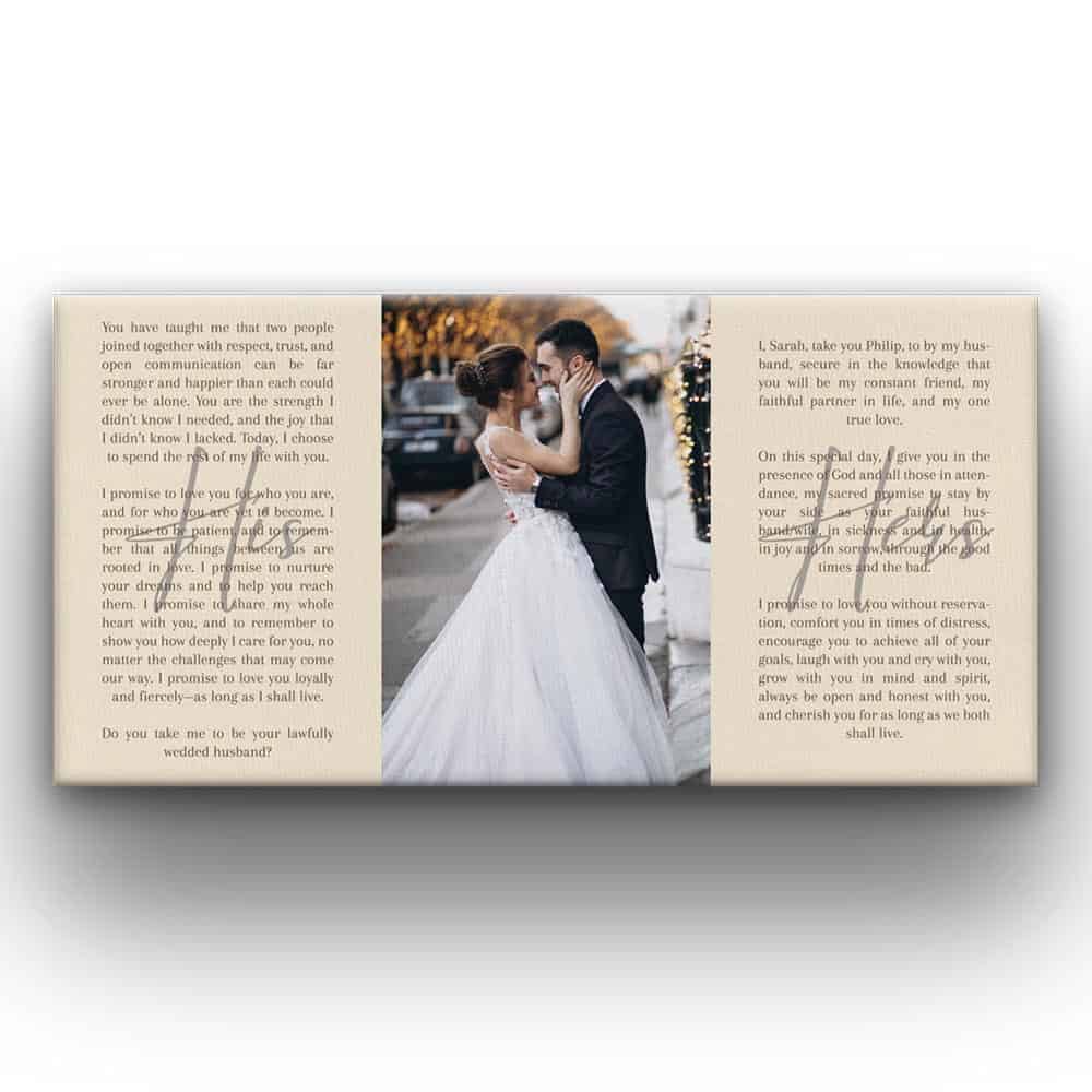 His and Her Wedding Vows on Canvas