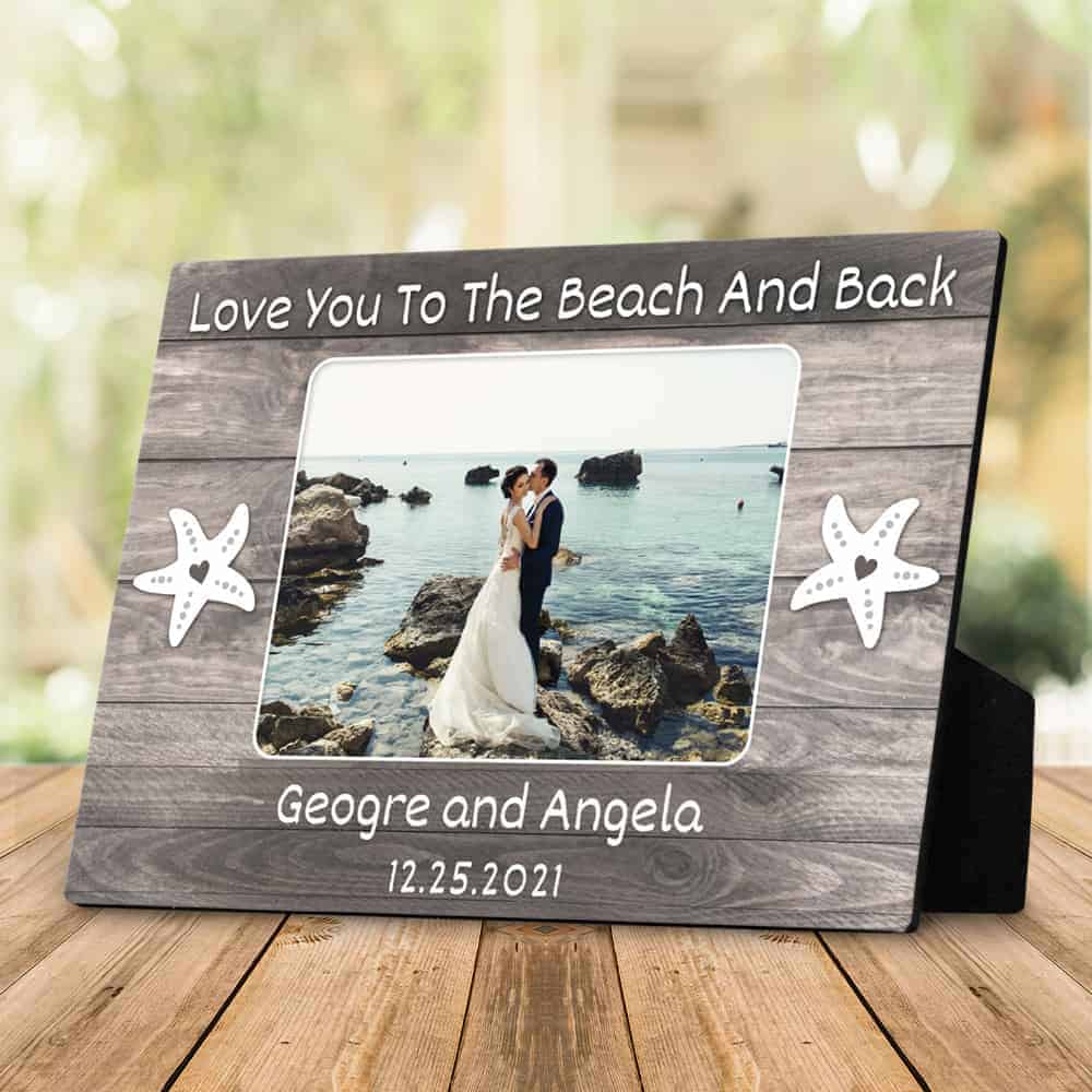 wedding present ideas for older couple: love you to the beach and back plaque