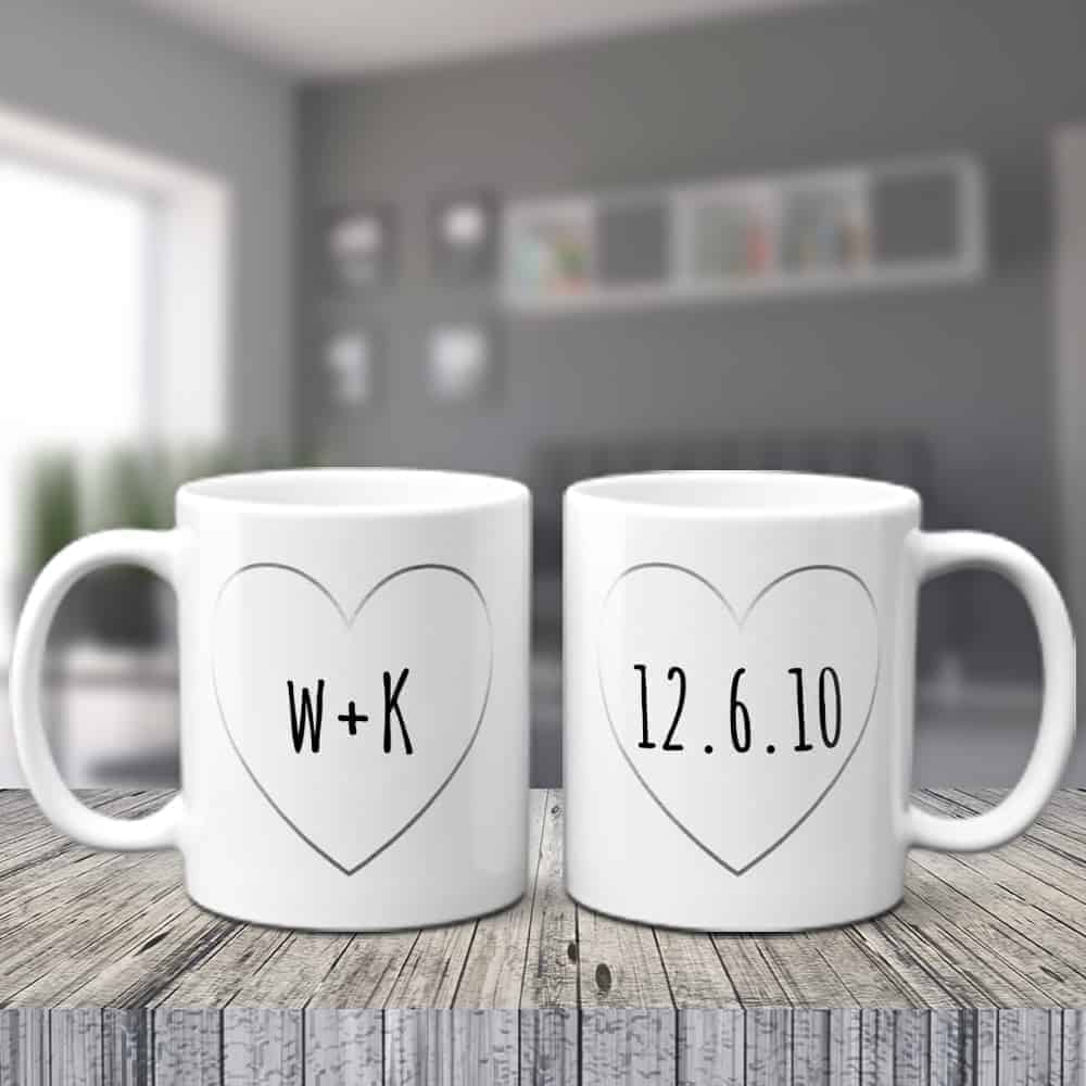marriage anniversary gifts for friends: Couple Initial Name and Date Custom Mug