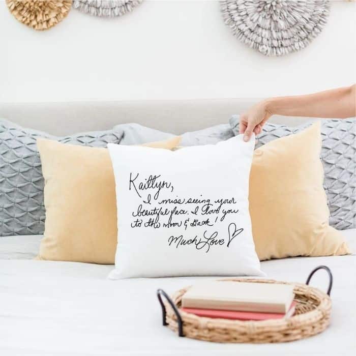 bridal shower hostess gifts: Personalized Handwritten Pillow