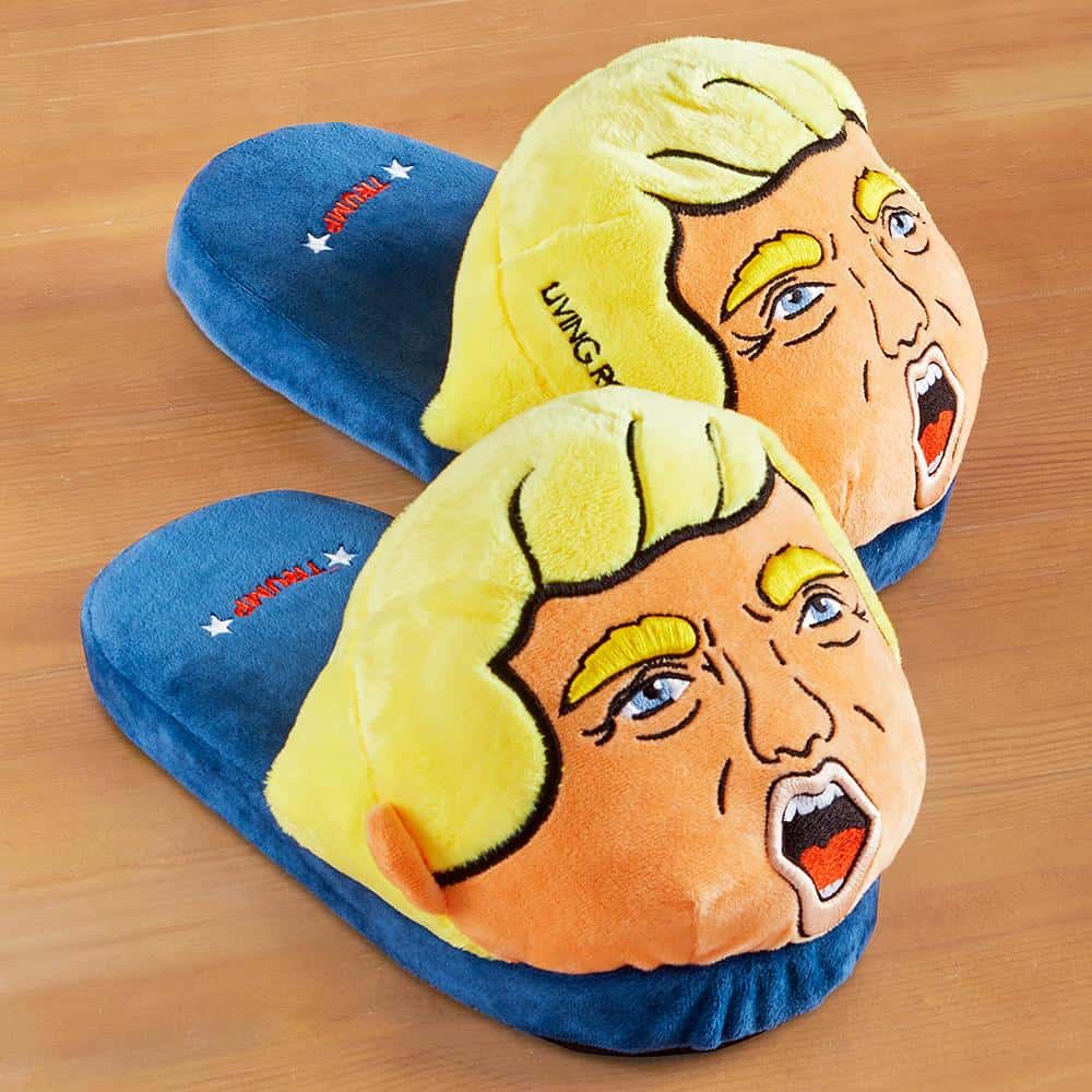 funny gifts for women: Talking Trump Slippers