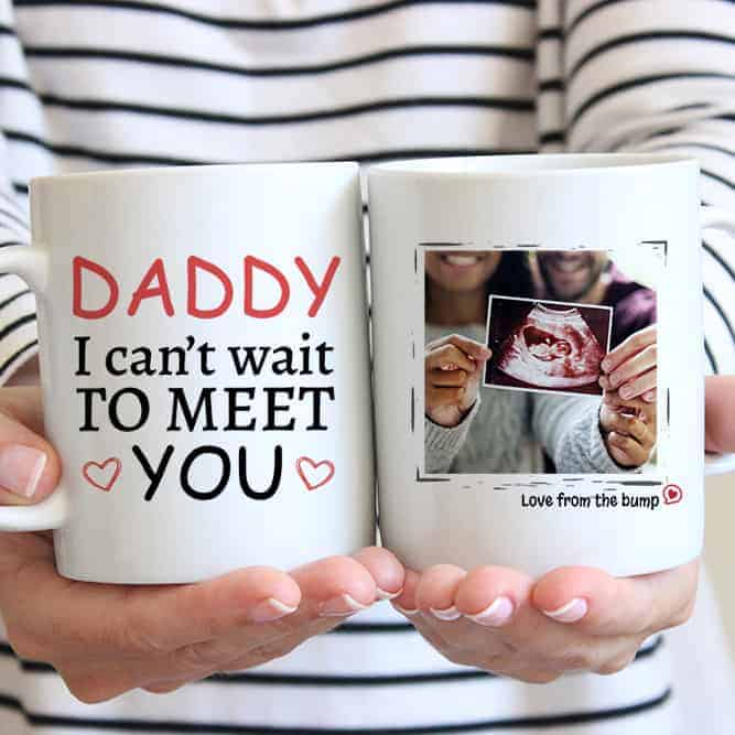 I Can’t Wait to Meet You Daddy" Photo Mug With Sonogram