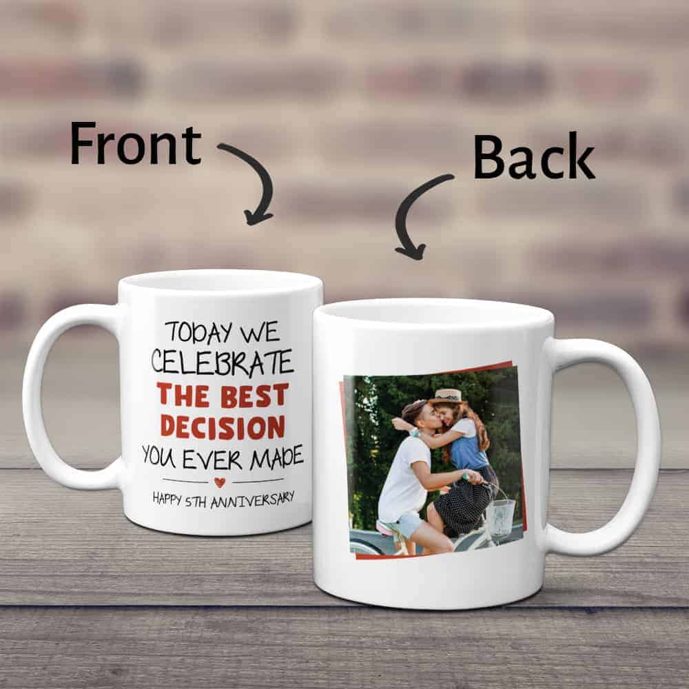 anniversary girlfriend gifts: custom photo mug