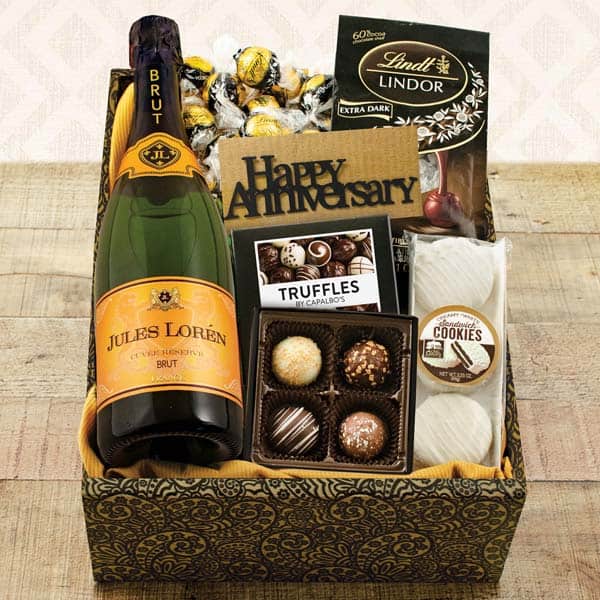 wedding anniversary gift baskets: Champagne & Truffles Gift Box