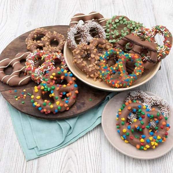 anniversary gift basket: Chocolate Dipped Pretzels