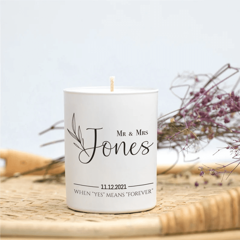 bridal shower gift: Mr and Mrs Candle Gift, Personalized Wedding Gift for Couples