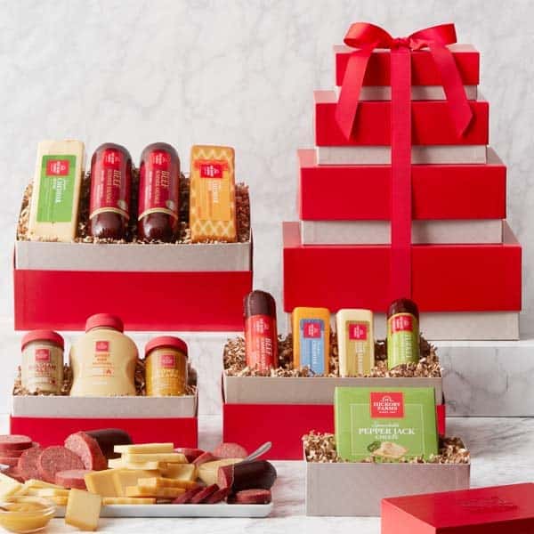 anniversary gift box for her: Meat & Cheese Gift Tower