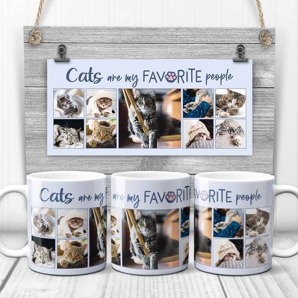 unique gifts for cat lovers: Cats are My Favorite People Photo Collage Mug