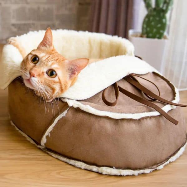 christmas gifts for cat lovers: Sherpa Moccasin Cat Bed
