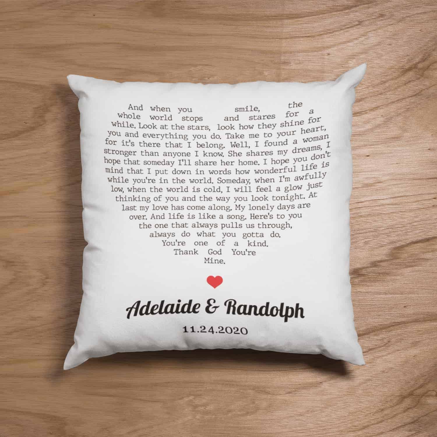 custom song lyrics wedding anniversary pillow