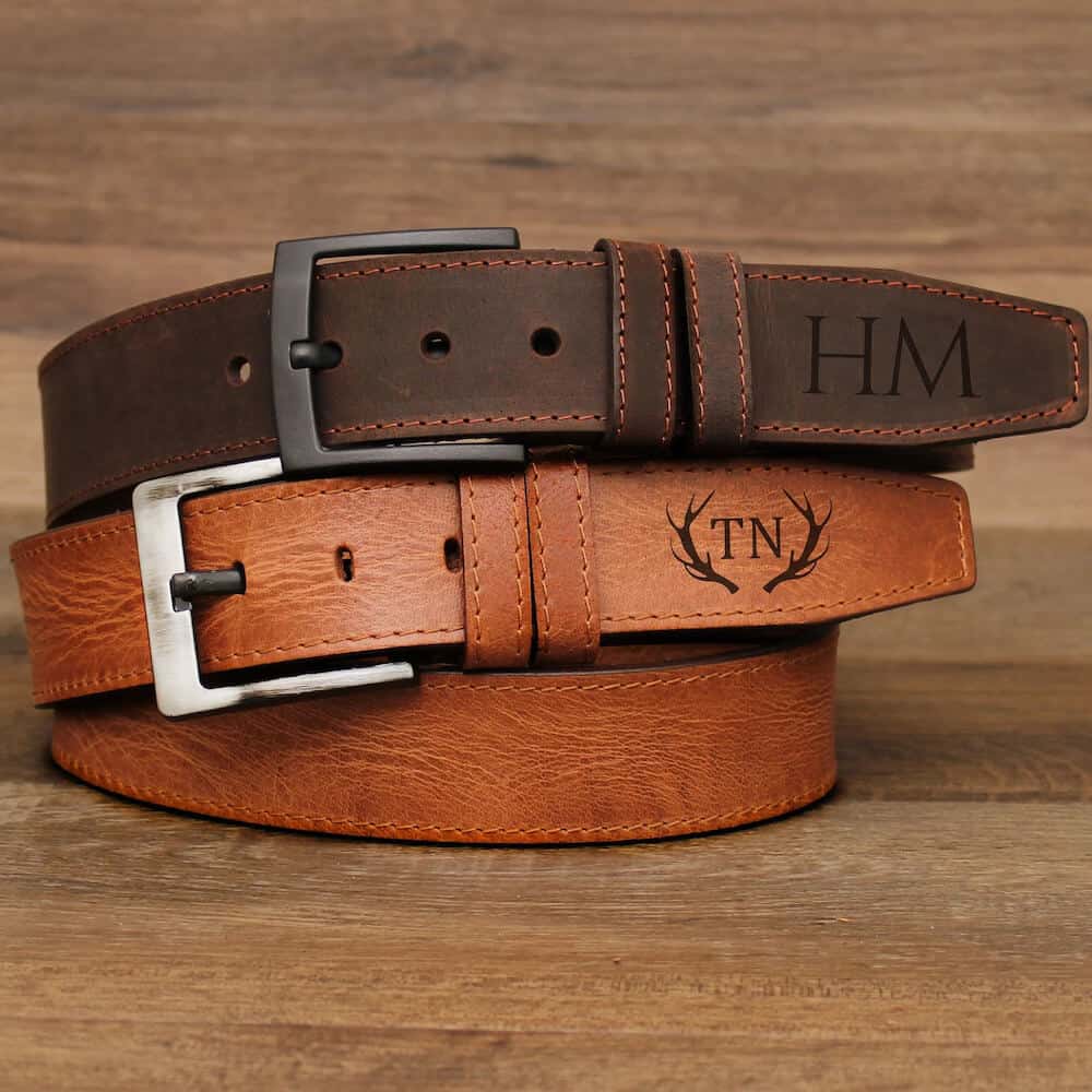 monogrammed leather belt for boyfriend