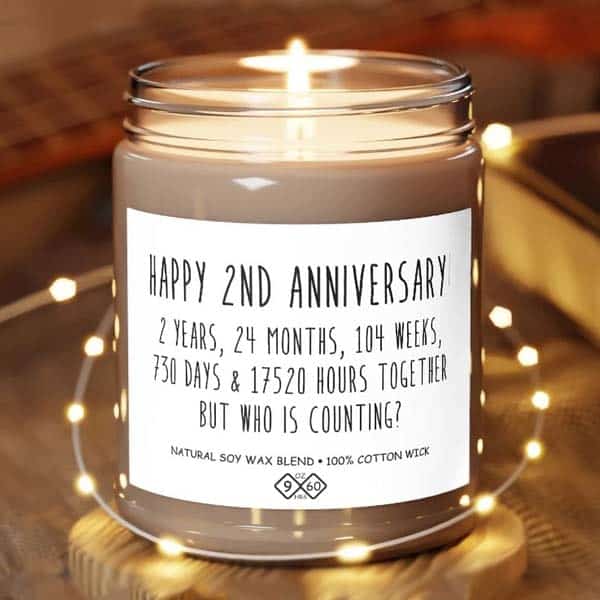 best 2nd anniversary gifts: 2 Year Anniversary Soy Candle