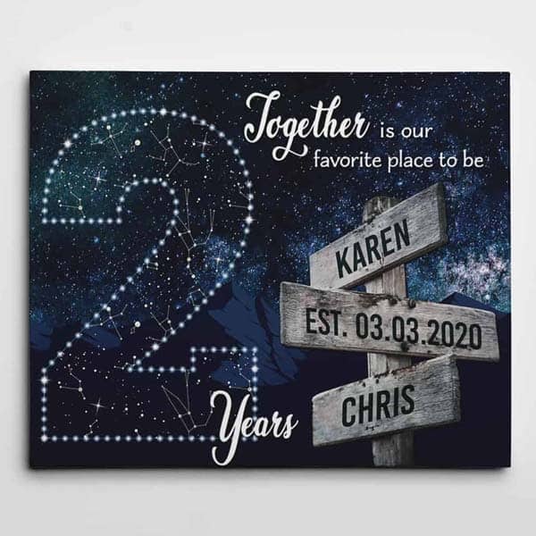 best 2nd anniversary gifts: 2 Years Together Star Map & Street Sign
