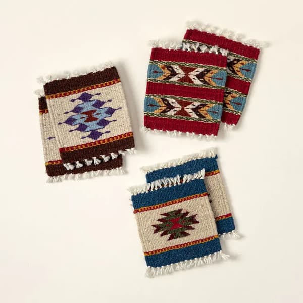 gift to get wife for 30th birthday: Handwoven Mexican Wool Coasters