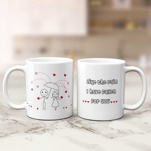 6-month presents for her: Like The Rain I Have Fallen For You Mug 