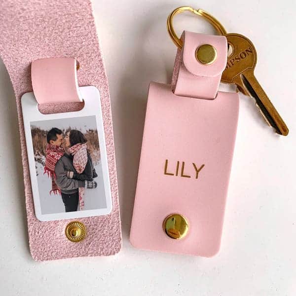 personalized 6 month gift for her: Personalized Photo Keyring with a Name