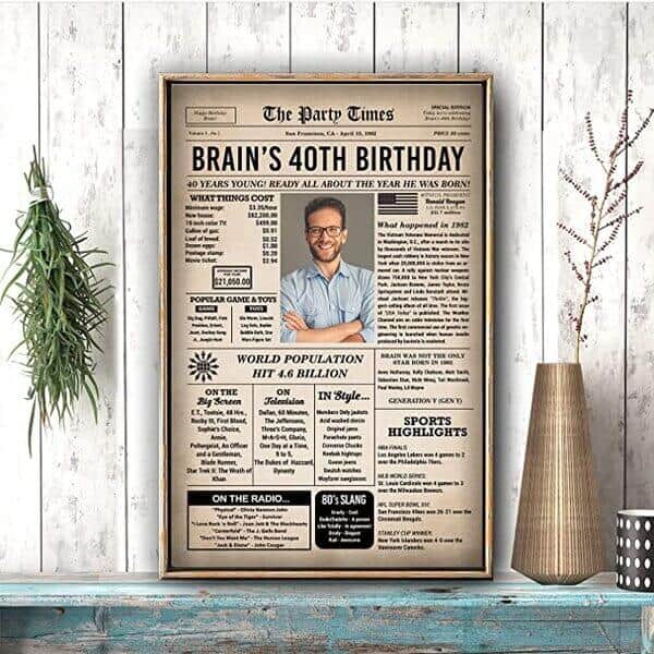 40th birthday gifts for men: “Happy 40th Birthday” Poster
