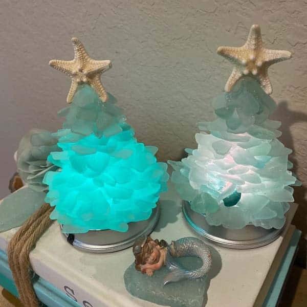 gifting ideas for christmas: Aqua Ocean Tones Sea Glass Christmas Tree